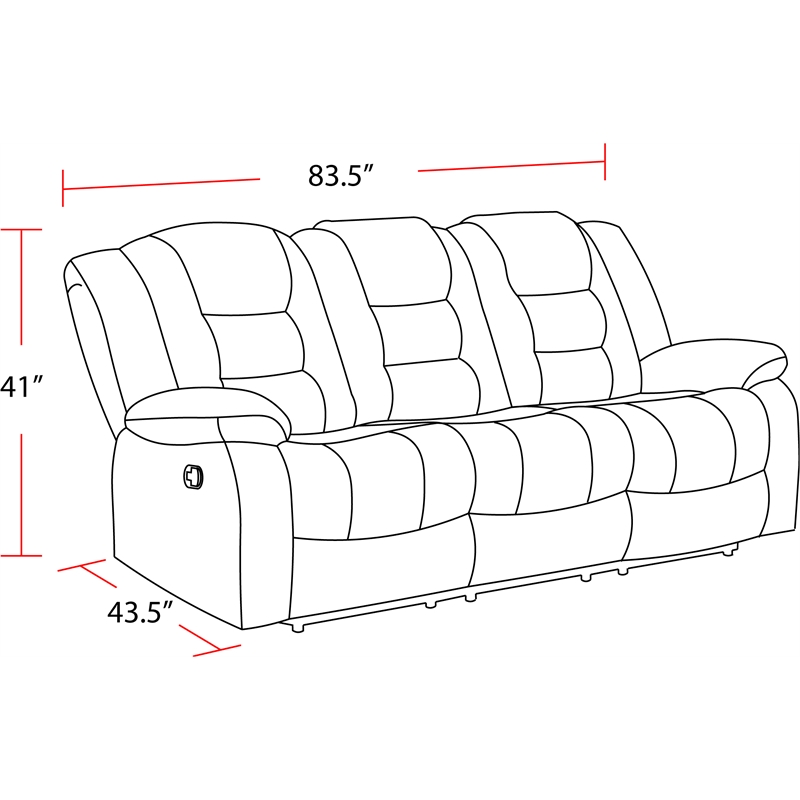 Pemberly Row Misty Storm Manual Glider Reclining Sofa and Recliner
