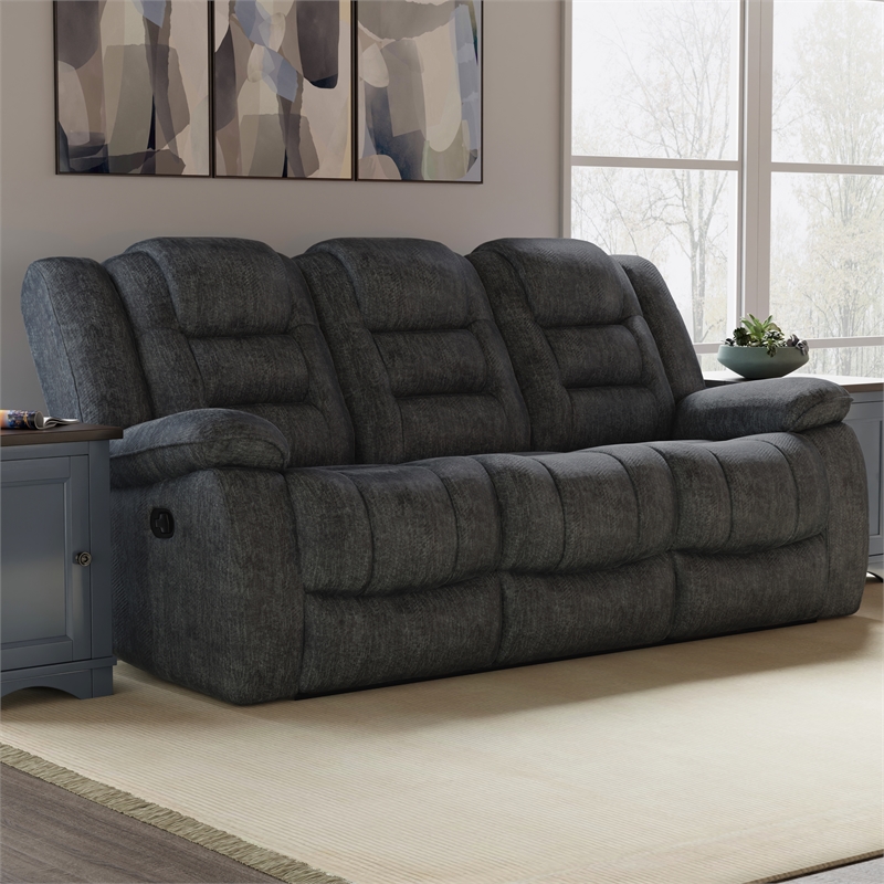 Pemberly Row Misty Storm Manual Glider Reclining Sofa and Recliner