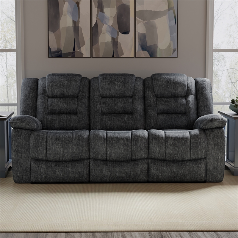 Pemberly Row Misty Storm Manual Glider Reclining Sofa and Recliner