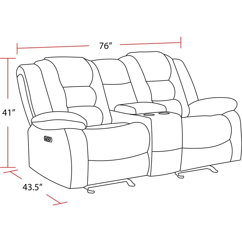 Pemberly Row Misty Storm Manual Glider Reclining Sofa and Loveseat