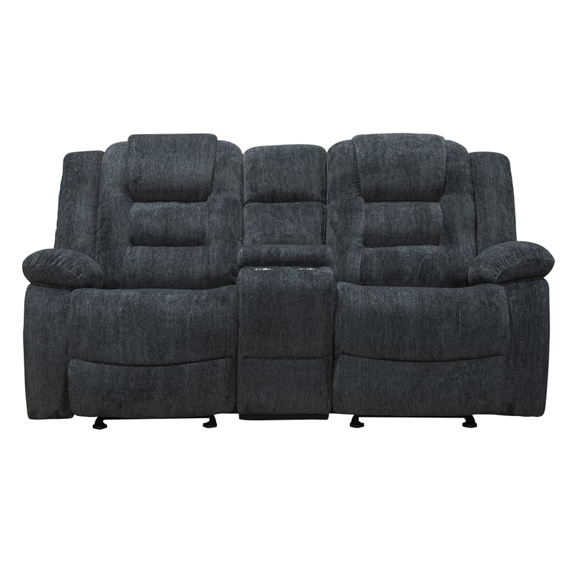 Pemberly Row Misty Storm Manual Glider Reclining Sofa and Loveseat