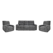 Pemberly Row Bizmark Grey Power Reclining Sofa and Two Recliners