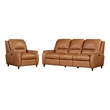 Pemberly Row Caramel Cream Power Reclining Sofa and Recliner