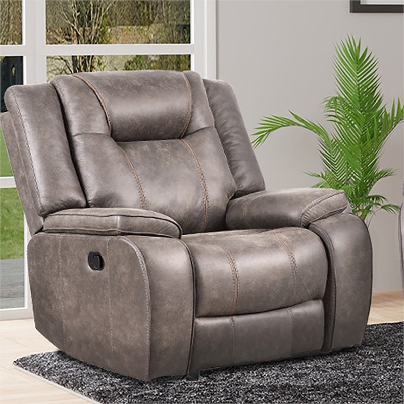 Pemberly Row Desert Taupe Manual Reclining Sofa and Recliner