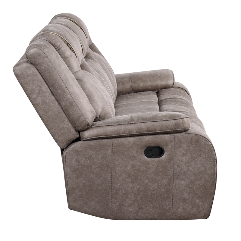 Pemberly Row Desert Taupe Manual Reclining Sofa and Recliner