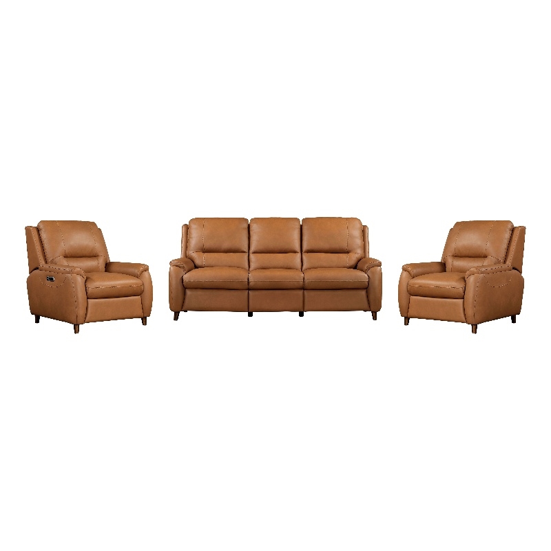 Pemberly Row Caramel Cream Power Reclining Sofa and 2 Recliners