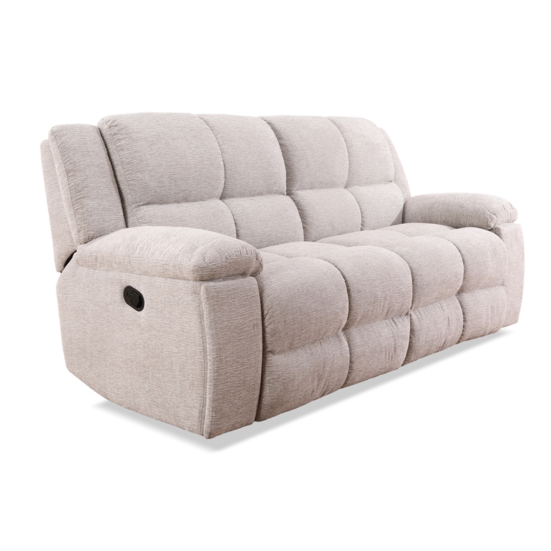 Pemberly Row Opal Taupe Manual Glider Reclining Sofa and Two Recliners