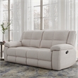 Pemberly Row Opal Taupe Manual Glider Reclining Sofa and Two Recliners