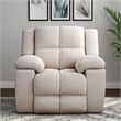 Pemberly Row Opal Taupe Manual Glider Reclining Sofa and Two Recliners