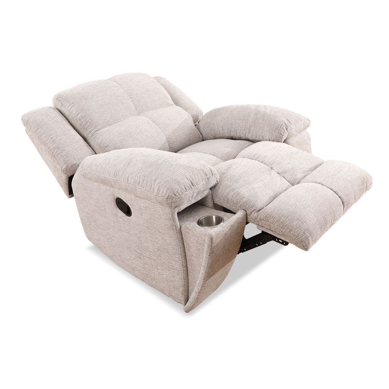 Pemberly Row Opal Taupe Manual Glider Reclining Sofa and Two Recliners
