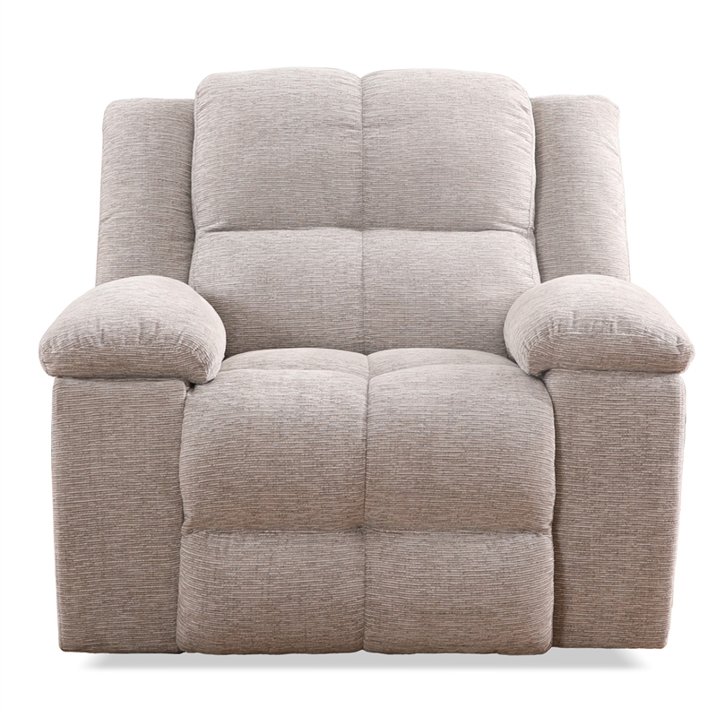 Pemberly Row Opal Taupe Manual Glider Reclining Sofa and Two Recliners
