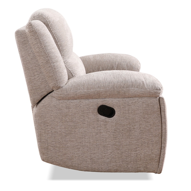 Pemberly Row Opal Taupe Manual Glider Reclining Sofa and Two Recliners