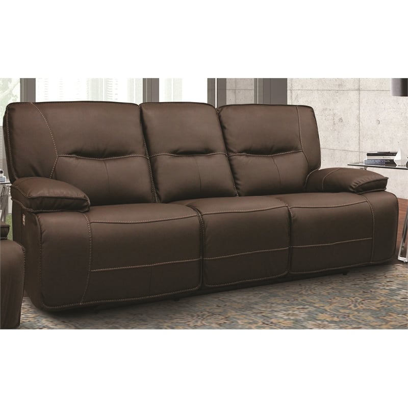 Pemberly Row Chocolate Power Reclining Sofa and Two Recliners