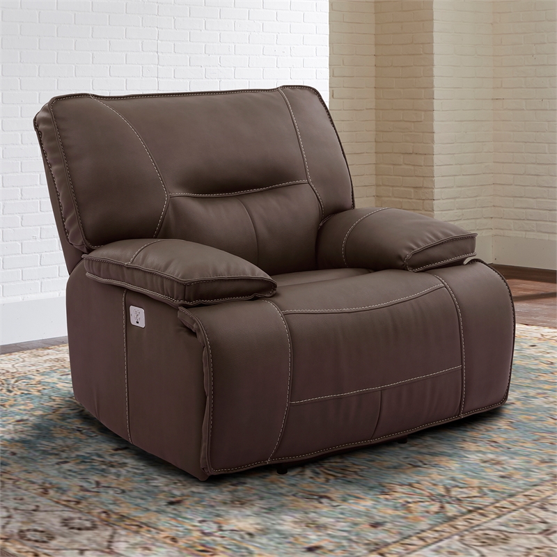 Pemberly Row Chocolate Power Reclining Sofa and Two Recliners