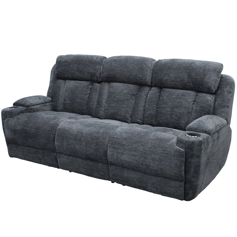 Pemberly Row Lucky Charcoal Power Reclining Sofa and Loveseat