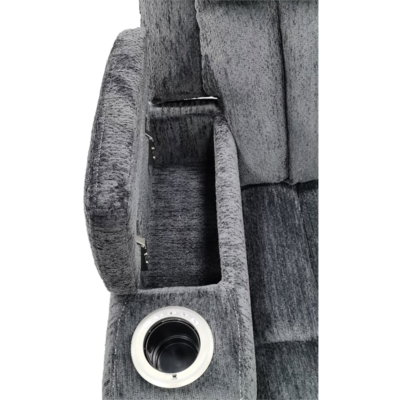 Pemberly Row Lucky Charcoal Power Reclining Sofa and Loveseat