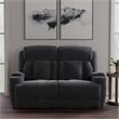 Pemberly Row Lucky Charcoal Power Reclining Sofa and Loveseat