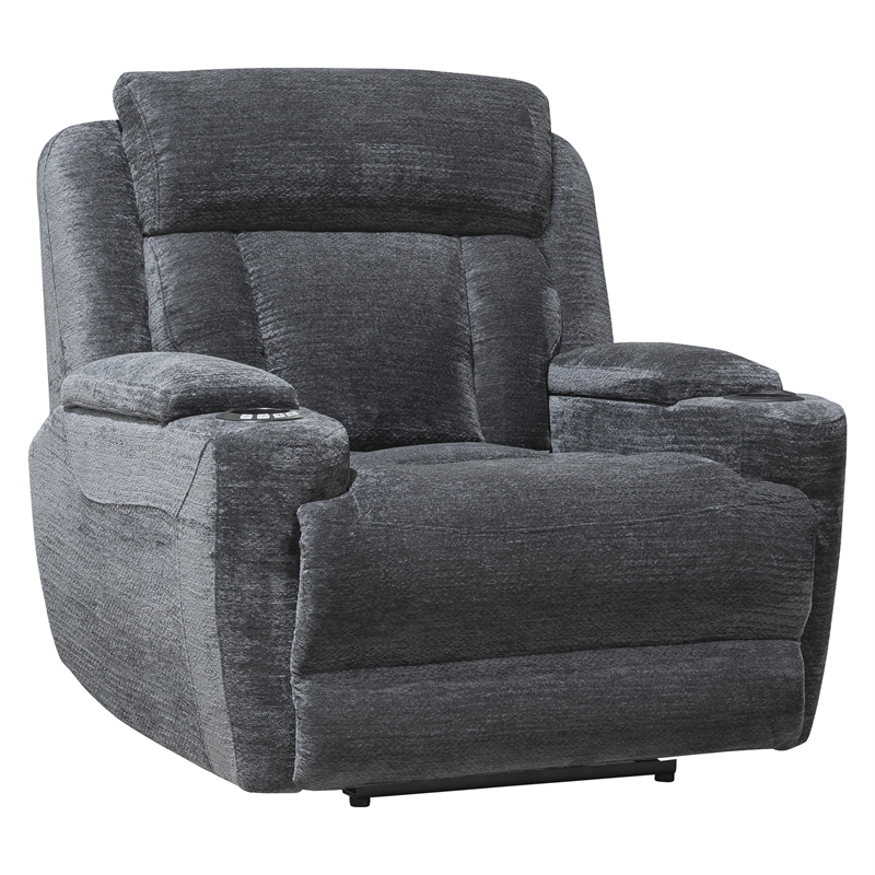 Pemberly Row Charcoal Power Reclining Sofa and Two Recliners