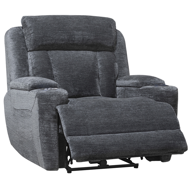 Pemberly Row Charcoal Power Reclining Sofa and Two Recliners