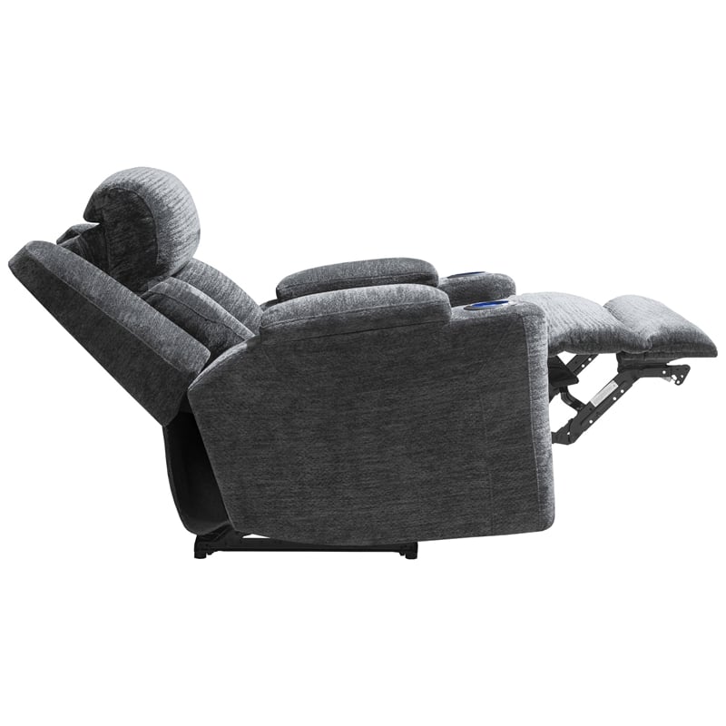 Pemberly Row Charcoal Power Reclining Sofa and Two Recliners