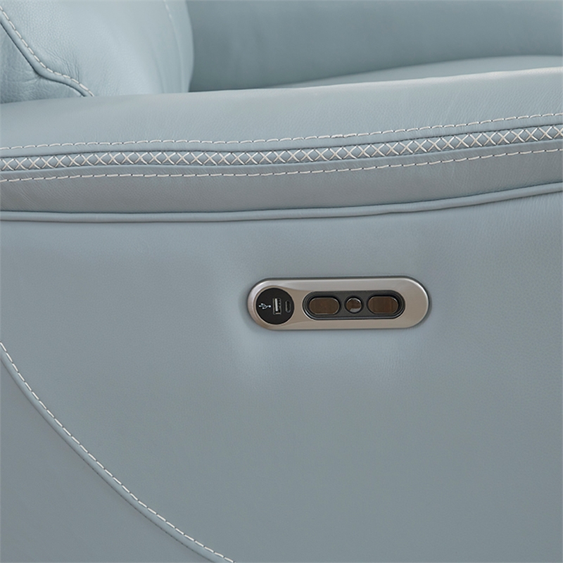 Pemberly Row Seamist Grey Power Reclining Sofa and Two Recliners