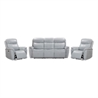 Pemberly Row Seamist Grey Power Reclining Sofa and Two Recliners