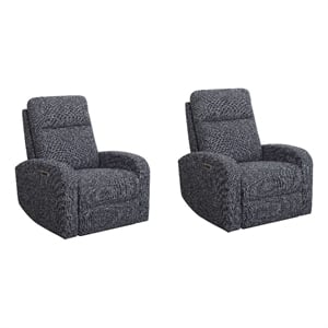 Pemberly Row Natural Beauty Denim Power Swivel Glider Recliner 2 Pack