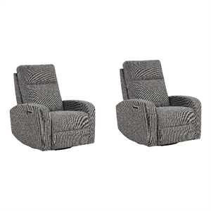 Pemberly Row Natural Beauty Grey Power Swivel Glider Recliner Two Pack