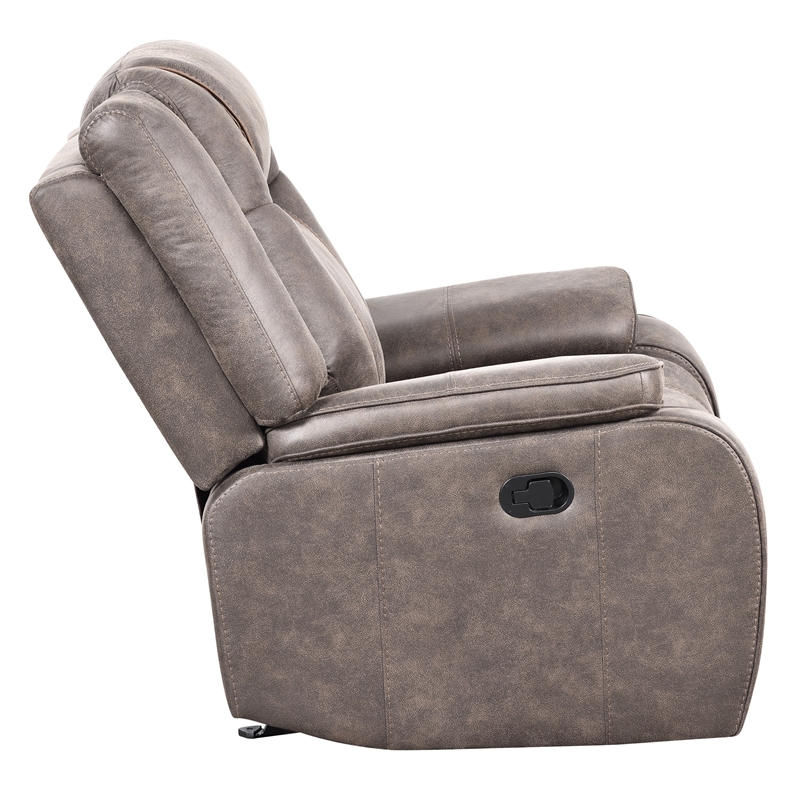 Pemberly Row Desert Taupe Manual Glider Reclining Sofa and Two Recliners