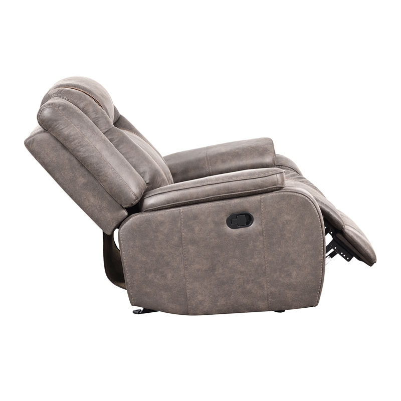 Pemberly Row Desert Taupe Manual Glider Reclining Sofa and Two Recliners