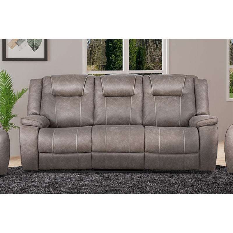 Pemberly Row Desert Taupe Manual Glider Reclining Sofa and Two Recliners
