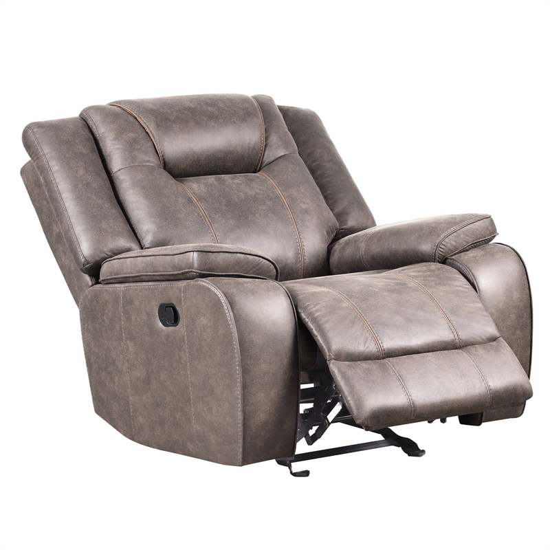 Pemberly Row Desert Taupe Manual Glider Reclining Sofa and Two Recliners