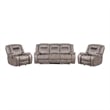 Pemberly Row Desert Taupe Manual Glider Reclining Sofa and Two Recliners