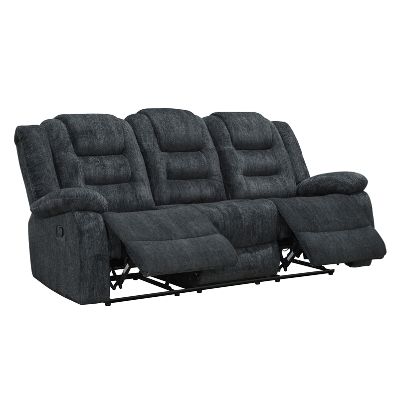 Pemberly Row Misty Storm Manual Glider Reclining Sofa and Two Recliners