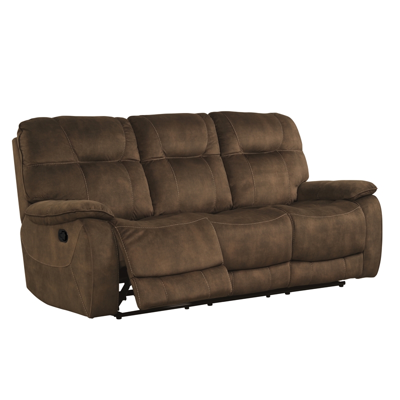 Pemberly Row Shadow Brown Manual Glider Reclining Sofa and Two Recliners