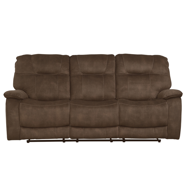 Pemberly Row Shadow Brown Manual Glider Reclining Sofa and Two Recliners