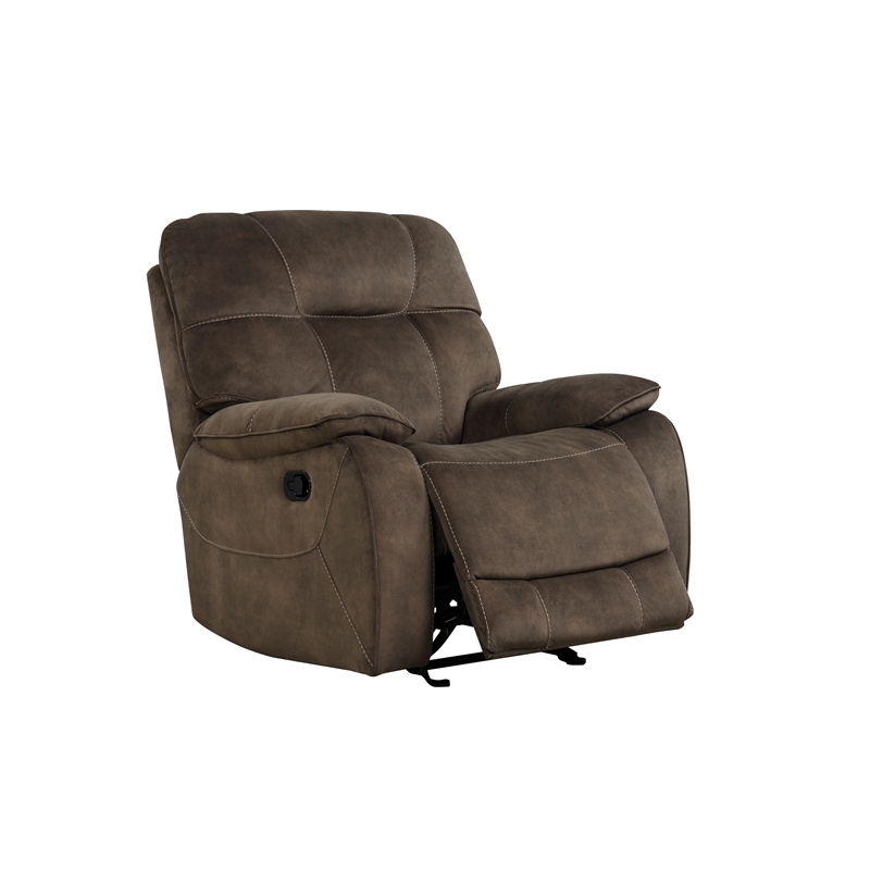 Pemberly Row Shadow Brown Manual Glider Reclining Sofa and Two Recliners