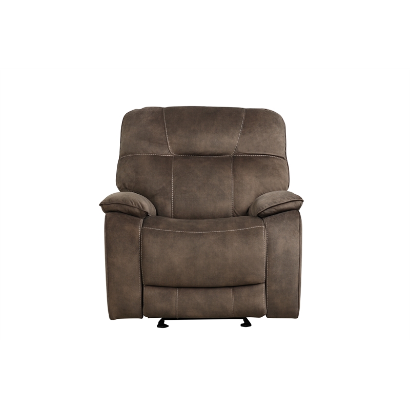 Pemberly Row Shadow Brown Manual Glider Reclining Sofa and Two Recliners