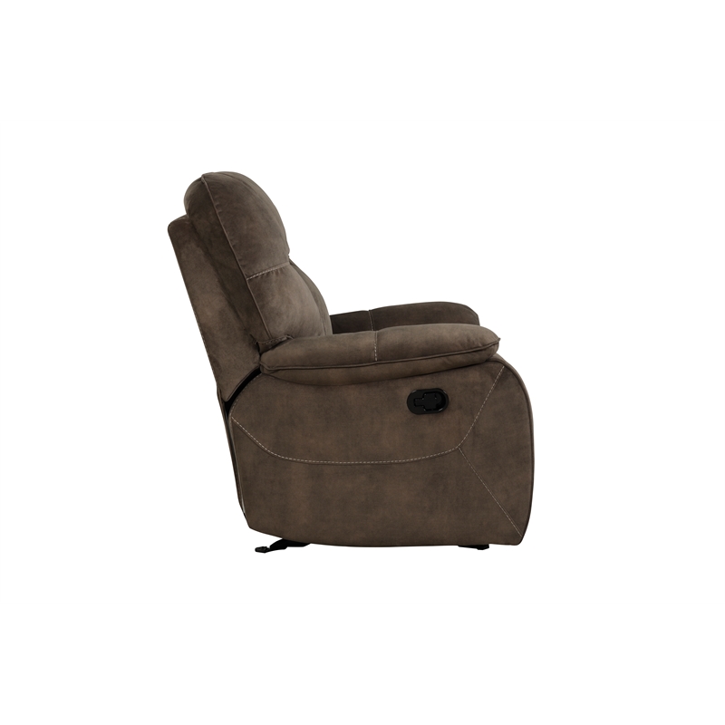 Pemberly Row Shadow Brown Manual Glider Reclining Sofa and Two Recliners