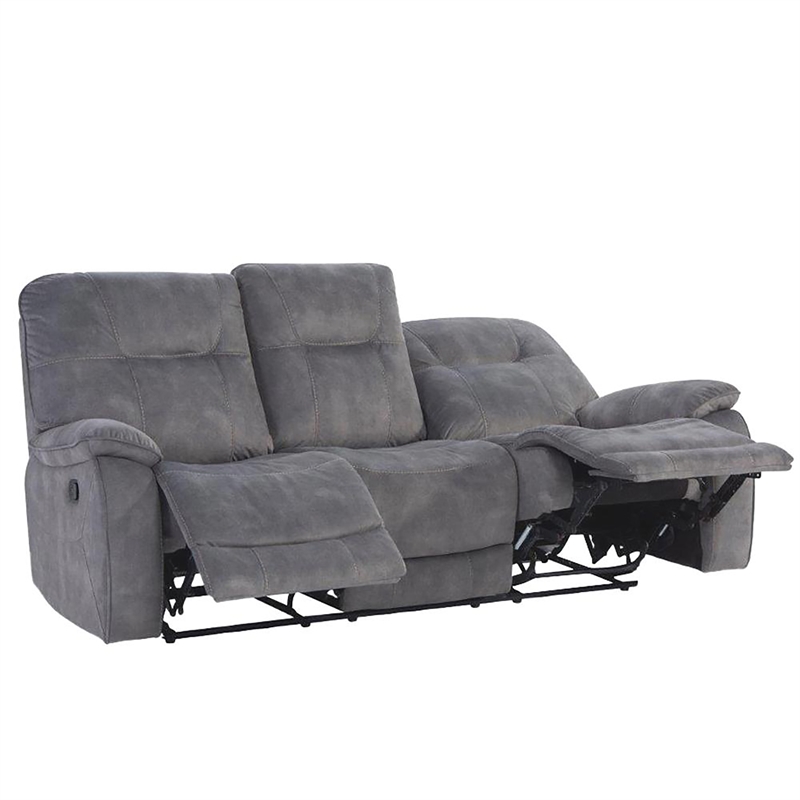 Pemberly Row Shadow Grey Manual Glider Reclining Sofa and Two Recliners