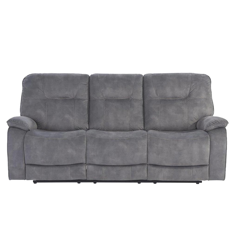 Pemberly Row Shadow Grey Manual Glider Reclining Sofa and Two Recliners