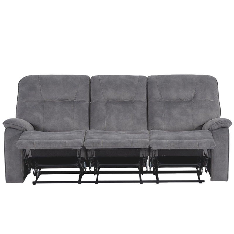 Pemberly Row Shadow Grey Manual Glider Reclining Sofa and Two Recliners
