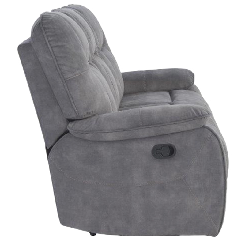 Pemberly Row Shadow Grey Manual Glider Reclining Sofa and Two Recliners
