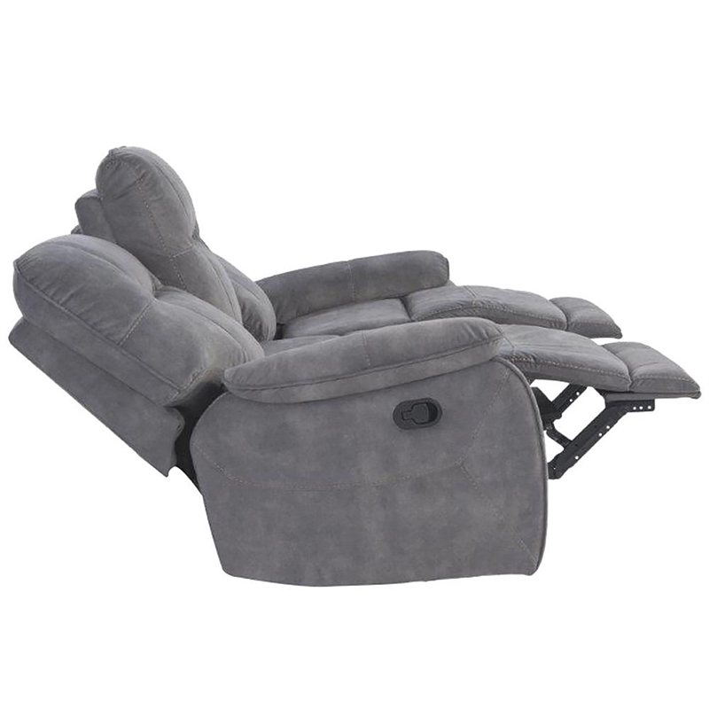 Pemberly Row Shadow Grey Manual Glider Reclining Sofa and Two Recliners