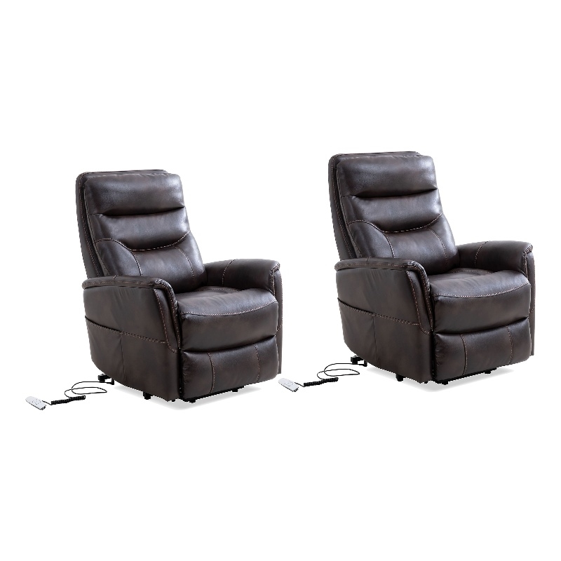 Pemberly Row Truffle Power Lift Recliner Articulating Headrest Two Pack