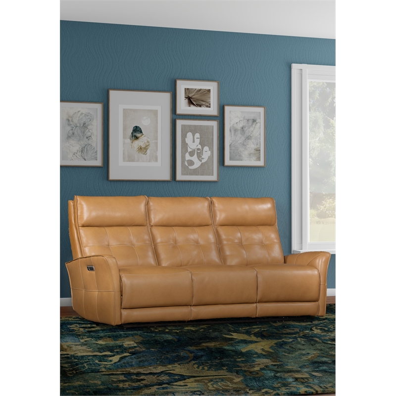 Pemberly Row Lucca Butterscotch Power Reclining Sofa and Two Recliners