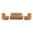 Pemberly Row Lucca Butterscotch Power Reclining Sofa and Two Recliners