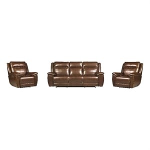 Pemberly Row Hickory Power Reclining ZeroGravity Sofa and Two Recliners