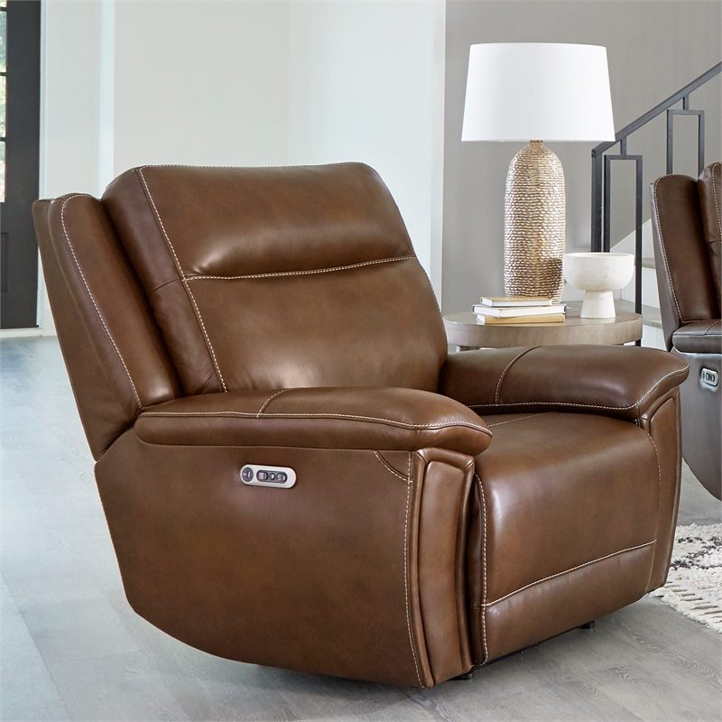 Pemberly Row Hickory Power Reclining Zero Gravity Sofa and Recliner