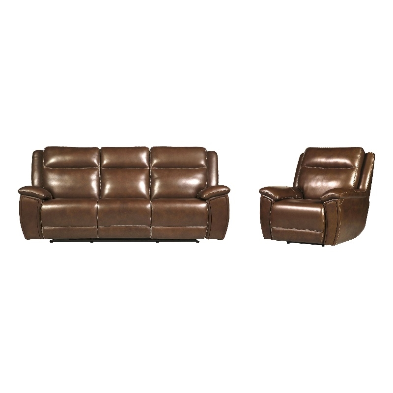 Pemberly Row Hickory Power Reclining Zero Gravity Sofa and Recliner
